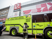 
Firefighters respond to a gas explosion emergency at a residential building in Osorno on July 26, 2023. (