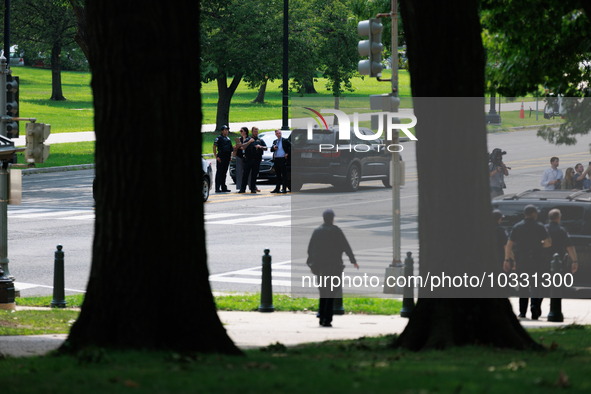 Police respond to reports of an active shooter at or near the Russell Senate Office Building in Washington, D.C. on August 2, 2023. 