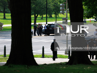 Police respond to reports of an active shooter at or near the Russell Senate Office Building in Washington, D.C. on August 2, 2023. (