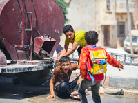 Pictures show the daily life in the city of Jinderes, northwest Syria, after 6 months of the devastating earthquake that struck Turkey and n...