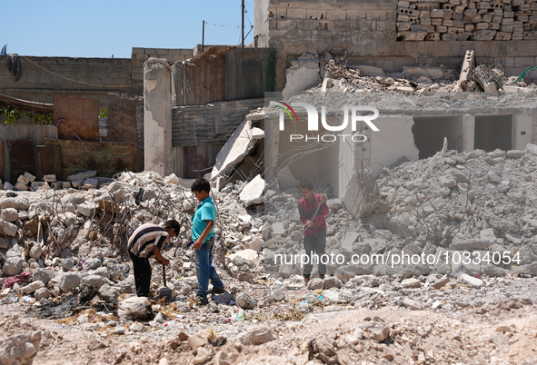 Pictures show the daily life in the city of Jinderes, northwest Syria, after 6 months of the devastating earthquake that struck Turkey and n...