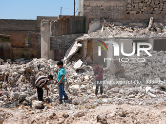 Pictures show the daily life in the city of Jinderes, northwest Syria, after 6 months of the devastating earthquake that struck Turkey and n...