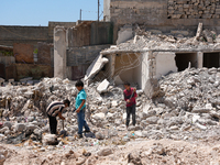 Pictures show the daily life in the city of Jinderes, northwest Syria, after 6 months of the devastating earthquake that struck Turkey and n...