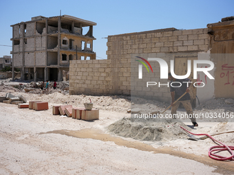 Pictures show the daily life in the city of Jinderes, northwest Syria, after 6 months of the devastating earthquake that struck Turkey and n...