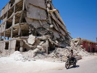 Pictures show the daily life in the city of Jinderes, northwest Syria, after 6 months of the devastating earthquake that struck Turkey and n...