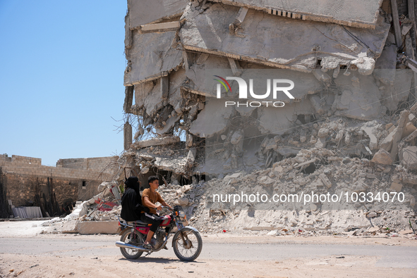 Pictures show the daily life in the city of Jinderes, northwest Syria, after 6 months of the devastating earthquake that struck Turkey and n...