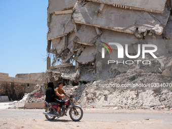 Pictures show the daily life in the city of Jinderes, northwest Syria, after 6 months of the devastating earthquake that struck Turkey and n...