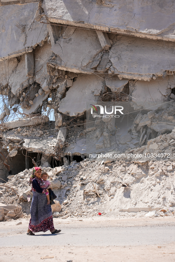 Pictures show the daily life in the city of Jinderes, northwest Syria, after 6 months of the devastating earthquake that struck Turkey and n...