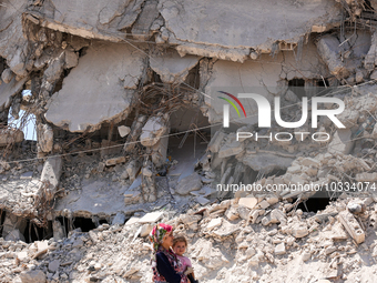 Pictures show the daily life in the city of Jinderes, northwest Syria, after 6 months of the devastating earthquake that struck Turkey and n...