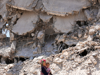 Pictures show the daily life in the city of Jinderes, northwest Syria, after 6 months of the devastating earthquake that struck Turkey and n...