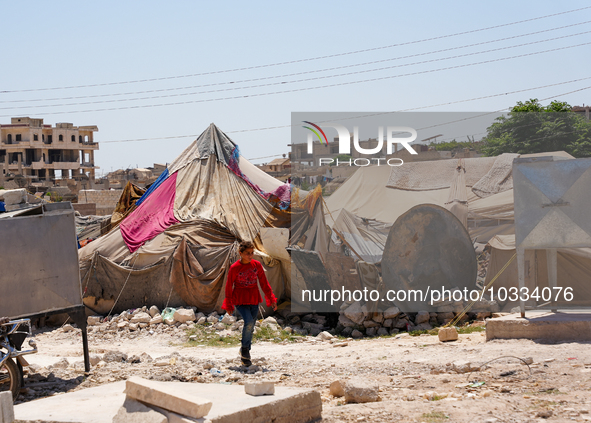 Pictures show the daily life in the city of Jinderes, northwest Syria, after 6 months of the devastating earthquake that struck Turkey and n...