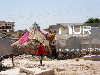 Pictures show the daily life in the city of Jinderes, northwest Syria, after 6 months of the devastating earthquake that struck Turkey and n...