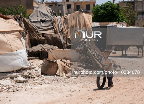 Pictures show the daily life in the city of Jinderes, northwest Syria, after 6 months of the devastating earthquake that struck Turkey and n...