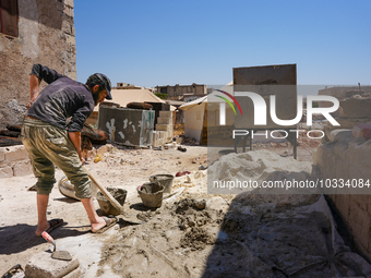 Pictures show the daily life in the city of Jinderes, northwest Syria, after 6 months of the devastating earthquake that struck Turkey and n...