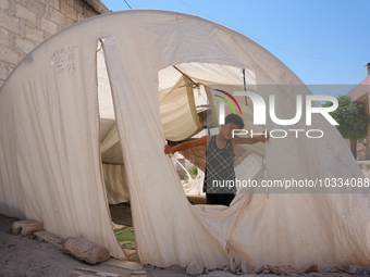 Pictures show the daily life in the city of Jinderes, northwest Syria, after 6 months of the devastating earthquake that struck Turkey and n...