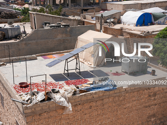 Pictures show the daily life in the city of Jinderes, northwest Syria, after 6 months of the devastating earthquake that struck Turkey and n...