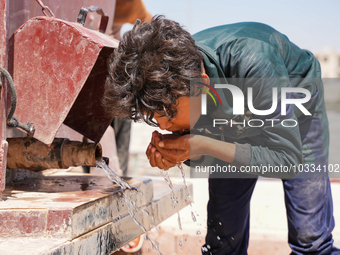 Pictures show the daily life in the city of Jinderes, northwest Syria, after 6 months of the devastating earthquake that struck Turkey and n...