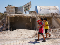 Pictures show the daily life in the city of Jinderes, northwest Syria, after 6 months of the devastating earthquake that struck Turkey and n...