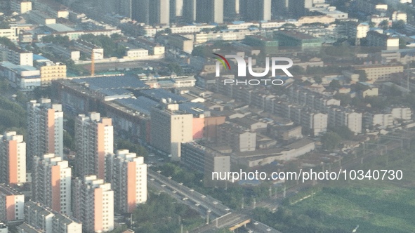 DEZHOU, CHINA - AUGUST 6, 2023 - Aerial photo of Pingyuan County after an earthquake in Dezhou, Shandong province, China, August 6, 2023. Ac...