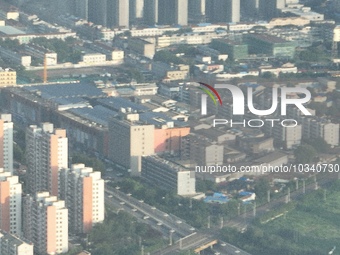 DEZHOU, CHINA - AUGUST 6, 2023 - Aerial photo of Pingyuan County after an earthquake in Dezhou, Shandong province, China, August 6, 2023. Ac...