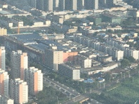 DEZHOU, CHINA - AUGUST 6, 2023 - Aerial photo of Pingyuan County after an earthquake in Dezhou, Shandong province, China, August 6, 2023. Ac...