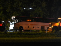 Fatal bus crash in Lower Paxton Township, Pennsylvania, United States on August 6, 2023. Authorities were on the scene, Monday morning, Augu...