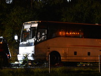 Fatal bus crash in Lower Paxton Township, Pennsylvania, United States on August 6, 2023. Authorities were on the scene, Monday morning, Augu...