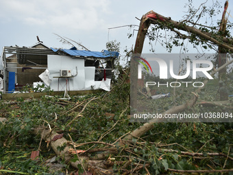 A general view of the disaster site where houses collapsed after a tornado in Dafeng district, Yancheng City, Jiangsu province, China, Augus...