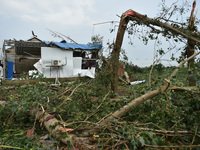 A general view of the disaster site where houses collapsed after a tornado in Dafeng district, Yancheng City, Jiangsu province, China, Augus...