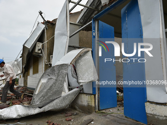 A general view of the disaster site where houses collapsed after a tornado in Dafeng district, Yancheng City, Jiangsu province, China, Augus...