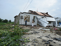 A general view of the disaster site where houses collapsed after a tornado in Dafeng district, Yancheng City, Jiangsu province, China, Augus...