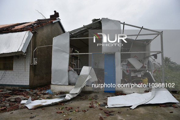 A general view of the disaster site where houses collapsed after a tornado in Dafeng district, Yancheng City, Jiangsu province, China, Augus...