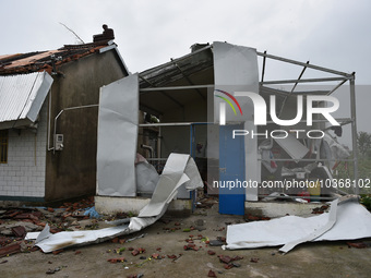 A general view of the disaster site where houses collapsed after a tornado in Dafeng district, Yancheng City, Jiangsu province, China, Augus...