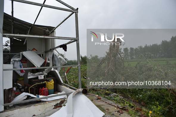 A general view of the disaster site where houses collapsed after a tornado in Dafeng district, Yancheng City, Jiangsu province, China, Augus...