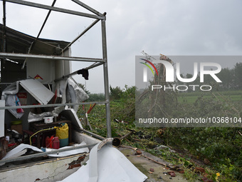 A general view of the disaster site where houses collapsed after a tornado in Dafeng district, Yancheng City, Jiangsu province, China, Augus...