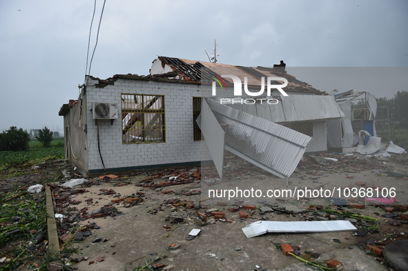 A general view of the disaster site where houses collapsed after a tornado in Dafeng district, Yancheng City, Jiangsu province, China, Augus...