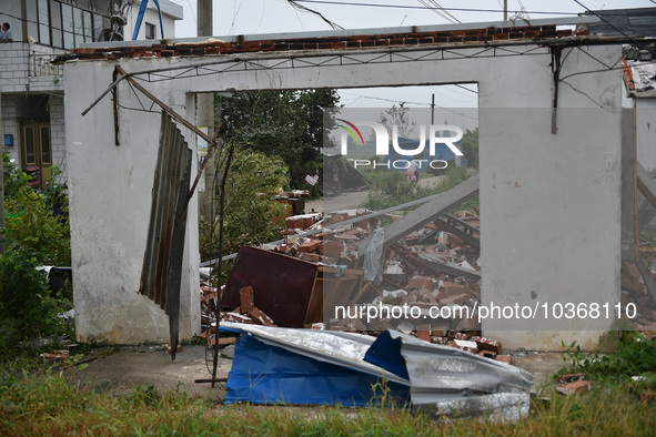 A general view of the disaster site where houses collapsed after a tornado in Dafeng district, Yancheng City, Jiangsu province, China, Augus...