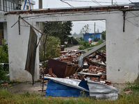 A general view of the disaster site where houses collapsed after a tornado in Dafeng district, Yancheng City, Jiangsu province, China, Augus...