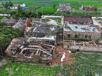 A general view of the disaster site where houses collapsed after a tornado in Dafeng district, Yancheng City, Jiangsu province, China, Augus...