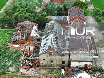 A general view of the disaster site where houses collapsed after a tornado in Dafeng district, Yancheng City, Jiangsu province, China, Augus...