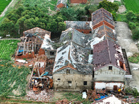 A general view of the disaster site where houses collapsed after a tornado in Dafeng district, Yancheng City, Jiangsu province, China, Augus...