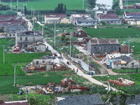 A general view of the disaster site where houses collapsed after a tornado in Dafeng district, Yancheng City, Jiangsu province, China, Augus...