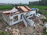 A general view of the disaster site where houses collapsed after a tornado in Dafeng district, Yancheng City, Jiangsu province, China, Augus...