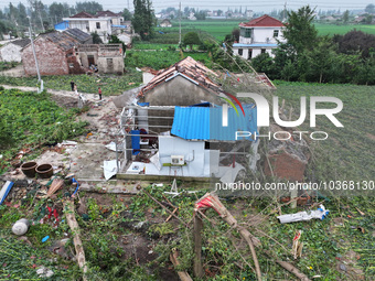 A general view of the disaster site where houses collapsed after a tornado in Dafeng district, Yancheng City, Jiangsu province, China, Augus...