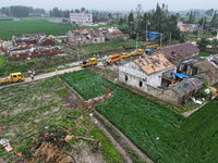 A general view of the disaster site where houses collapsed after a tornado in Dafeng district, Yancheng City, Jiangsu province, China, Augus...