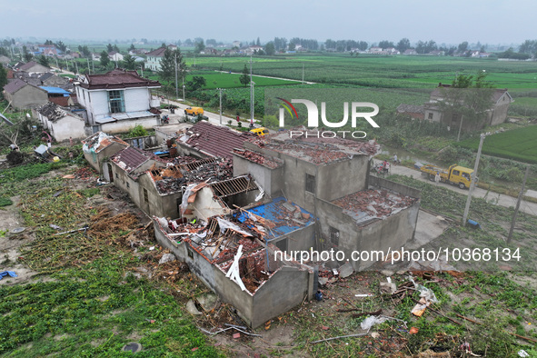 A general view of the disaster site where houses collapsed after a tornado in Dafeng district, Yancheng City, Jiangsu province, China, Augus...