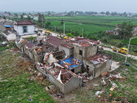 A general view of the disaster site where houses collapsed after a tornado in Dafeng district, Yancheng City, Jiangsu province, China, Augus...