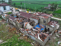 A general view of the disaster site where houses collapsed after a tornado in Dafeng district, Yancheng City, Jiangsu province, China, Augus...