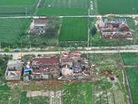 A general view of the disaster site where houses collapsed after a tornado in Dafeng district, Yancheng City, Jiangsu province, China, Augus...