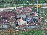 A general view of the disaster site where houses collapsed after a tornado in Dafeng district, Yancheng City, Jiangsu province, China, Augus...